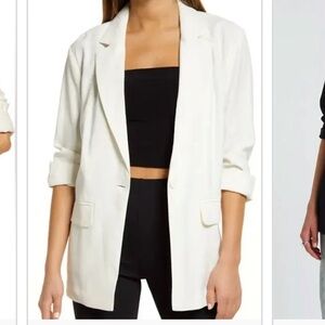 Women's Black Relaxed Fit Blazer ivory